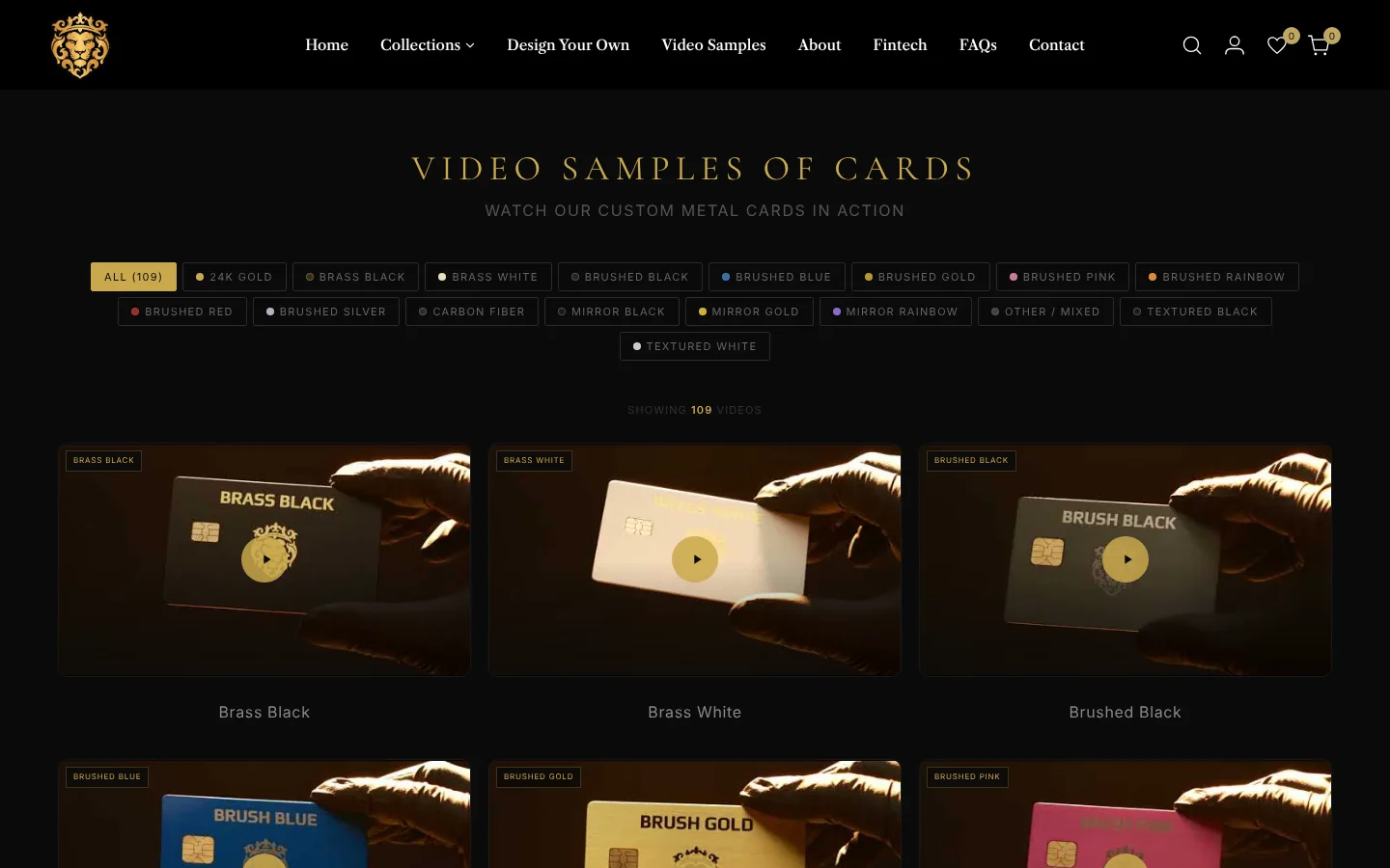 Lion Card: video samples · 109 cards in action
