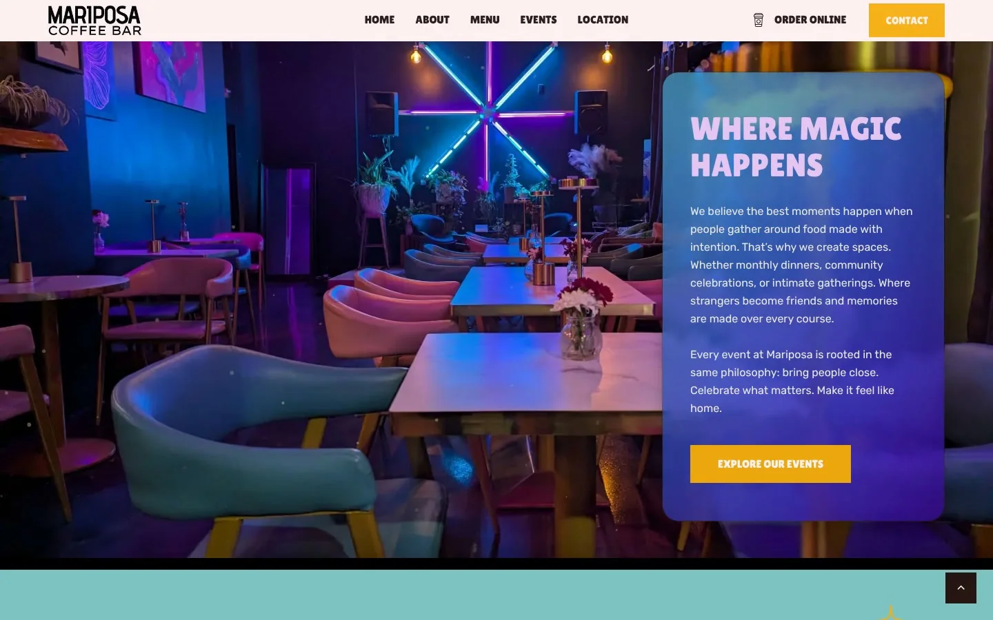 Mariposa Coffee Bar: where magic happens · fireflies