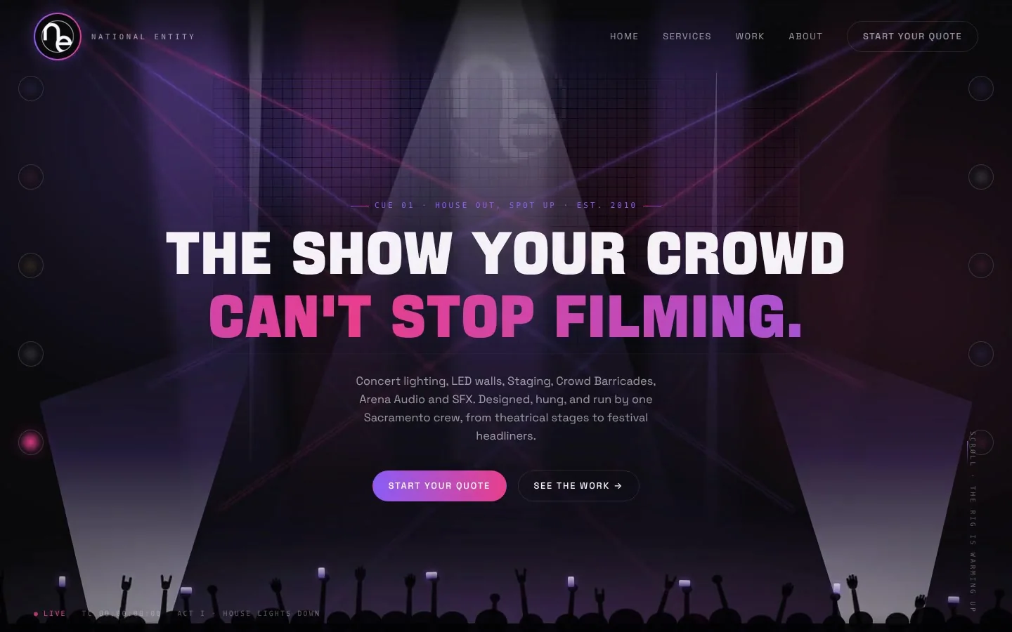 National Entity: the homepage hero in motion
